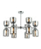 CLA CLESSIDRA: Interior Mirror Finish Smokey Black / Opal Glass Ellipse x12 Round Base Pendant Lights