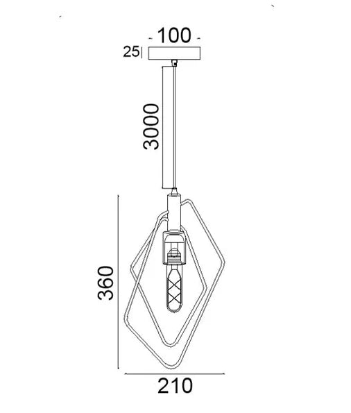 CLA CONTOUR: Interior Black Wire Diamond Shape Pendant Light