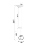 CLA CORAZON: Interior Matte Black and Copper Cage Diamond Pendant Light