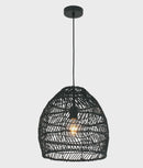 CLA COUP: Bohemian Interior Rattan Matte Black Ellipse Pendant Light