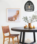 CLA COUP: Bohemian Interior Rattan Matte Black Ellipse Pendant Light
