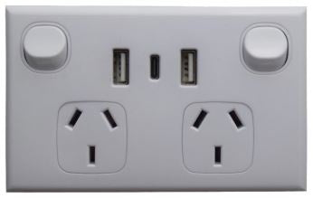 Dexton Double Powerpoint with Twin USB Outlet + C Type (DXGPO2USB3)