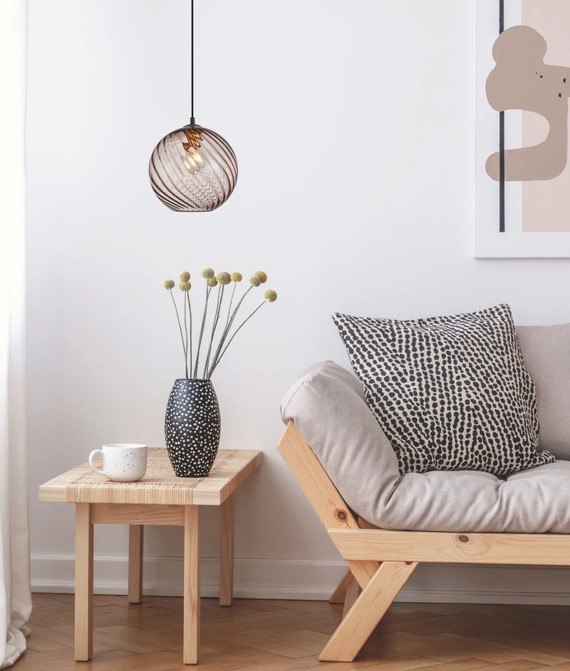 CLA ESPIRAL: Interior Wine Glass Shade Wavy Finish Round Pendant Lights