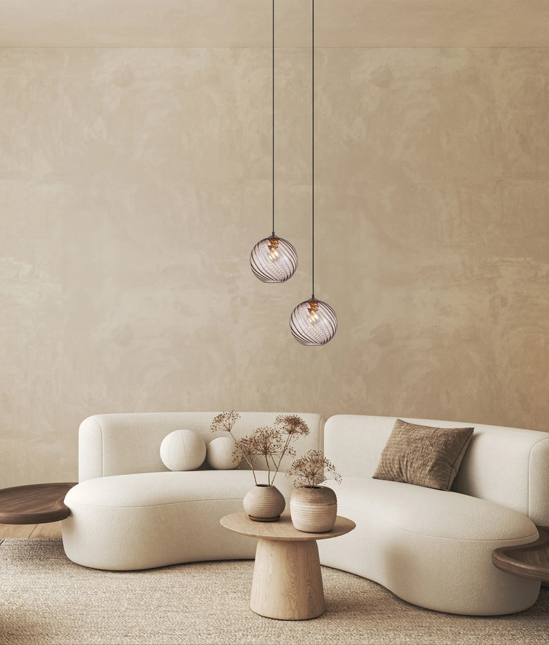 CLA ESPIRAL: Interior Wine Glass Shade Wavy Finish Round Pendant Lights