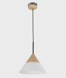CLA FINN: Scandinavian Blonde Wood & Opal Glass Wide Cone Pendant Light