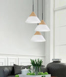 CLA FINN: Scandinavian Blonde Wood & Opal Glass Wide Cone Pendant Light