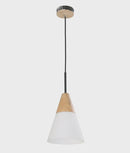 CLA FINN: Scandinavian Blonde Wood & Opal Glass Medium Cone Pendant Light