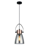 CLA FUMOSO: Smokey Black Mirror Finish Glass Ellipse Shape Pendant Light