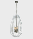 CLA GAMBA: Industrial White Rustic Narrow Angular Cage Pendant Light