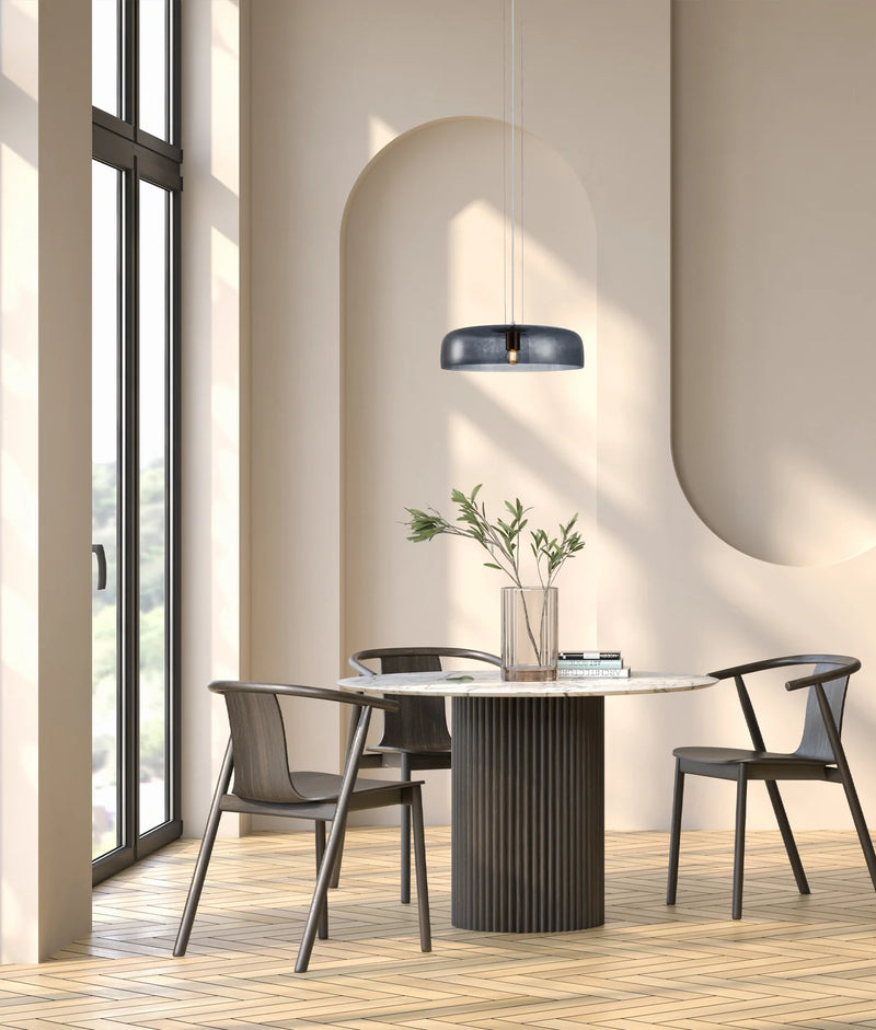 CLA GELATINA: Interior Dome Glass with Brass Highlight Pendant Lights