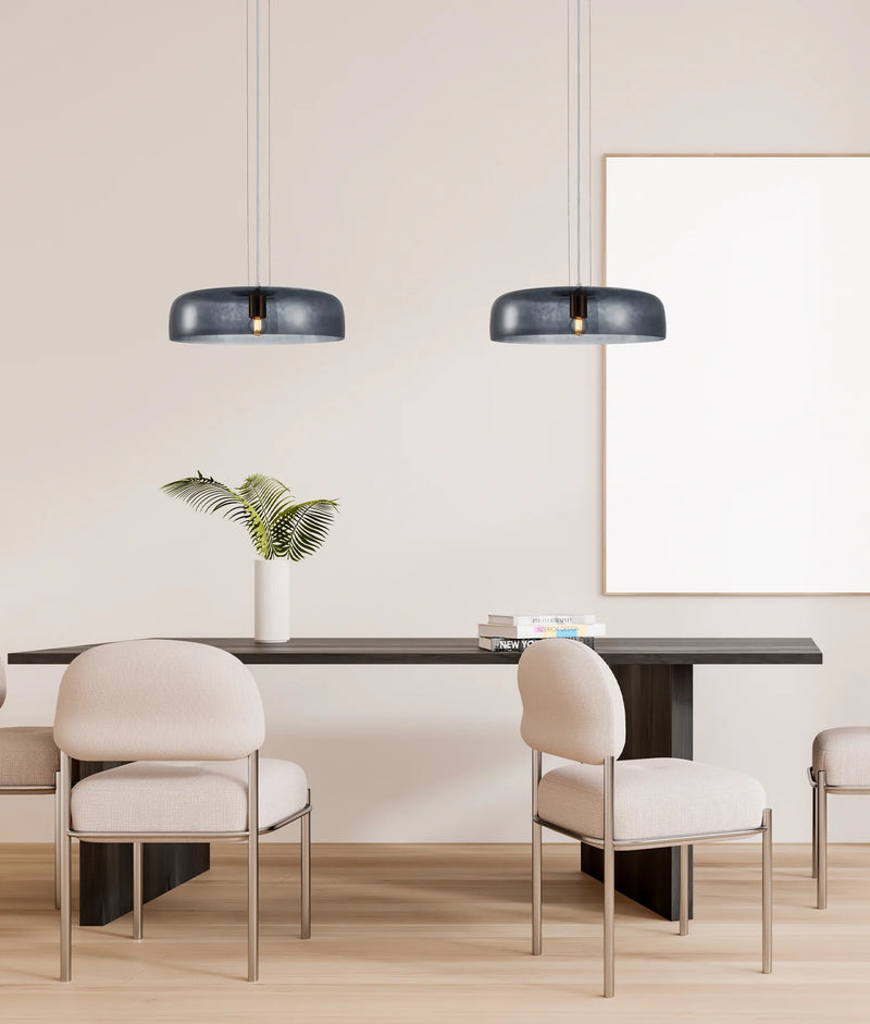 CLA GELATINA: Interior Dome Glass with Brass Highlight Pendant Lights