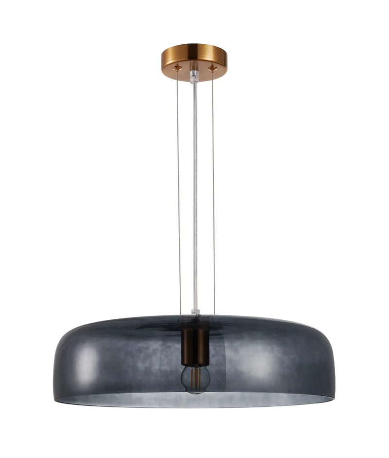 CLA GELATINA: Interior Dome Glass with Brass Highlight Pendant Lights