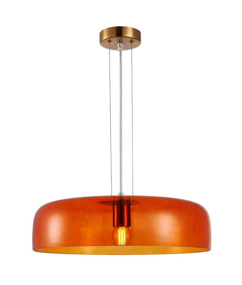 CLA GELATINA: Interior Dome Glass with Brass Highlight Pendant Lights