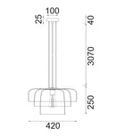 CLA GELATINA4,5,6: Interior Dome Glass with Brass Highlight Pendant Lights