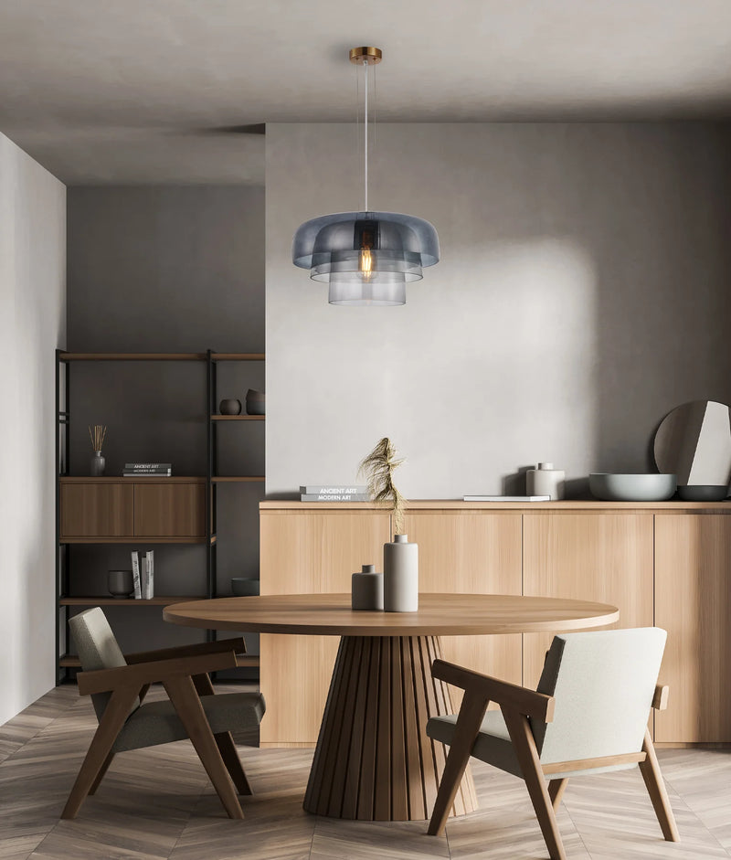 CLA GELATINA4,5,6: Interior Dome Glass with Brass Highlight Pendant Lights