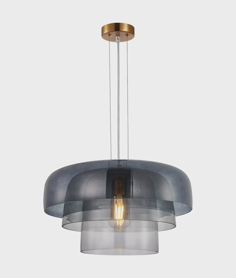 CLA GELATINA4,5,6: Interior Dome Glass with Brass Highlight Pendant Lights