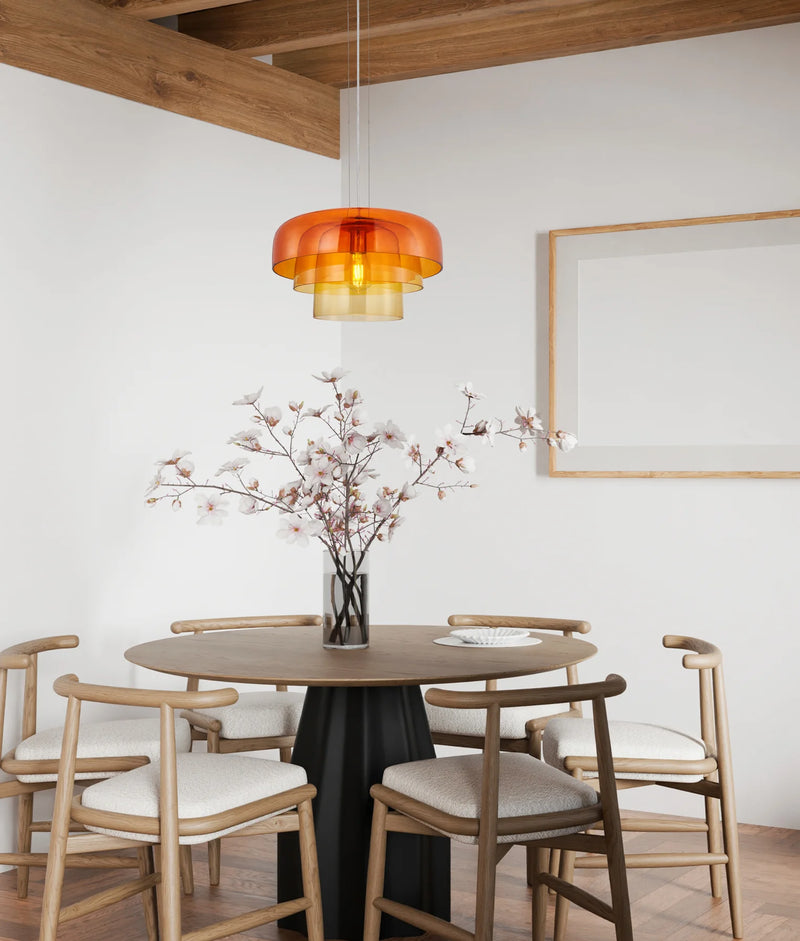 CLA GELATINA4,5,6: Interior Dome Glass with Brass Highlight Pendant Lights