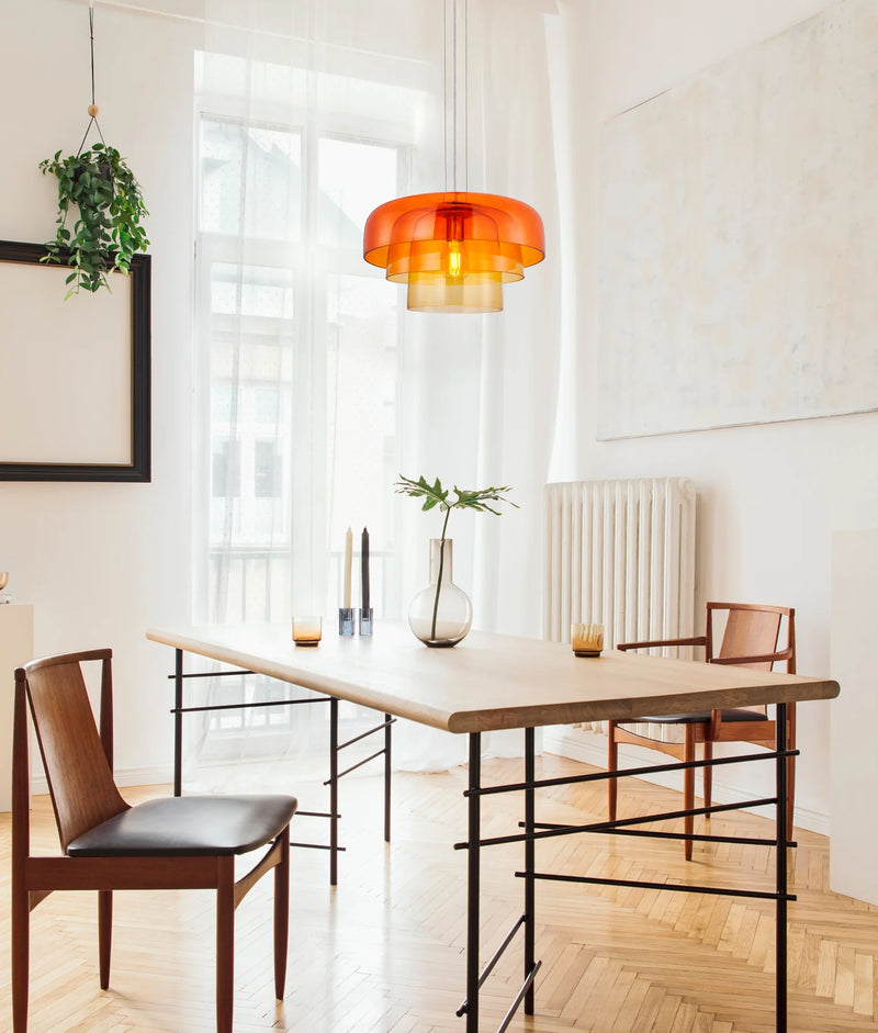 CLA GELATINA4,5,6: Interior Dome Glass with Brass Highlight Pendant Lights