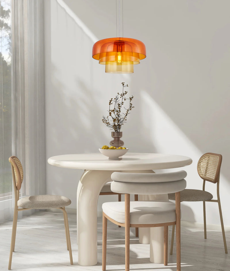 CLA GELATINA4,5,6: Interior Dome Glass with Brass Highlight Pendant Lights