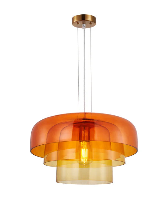 CLA GELATINA4,5,6: Interior Dome Glass with Brass Highlight Pendant Lights