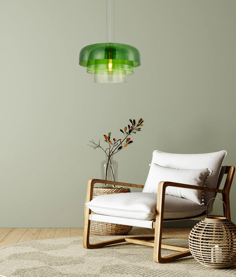 CLA GELATINA4,5,6: Interior Dome Glass with Brass Highlight Pendant Lights