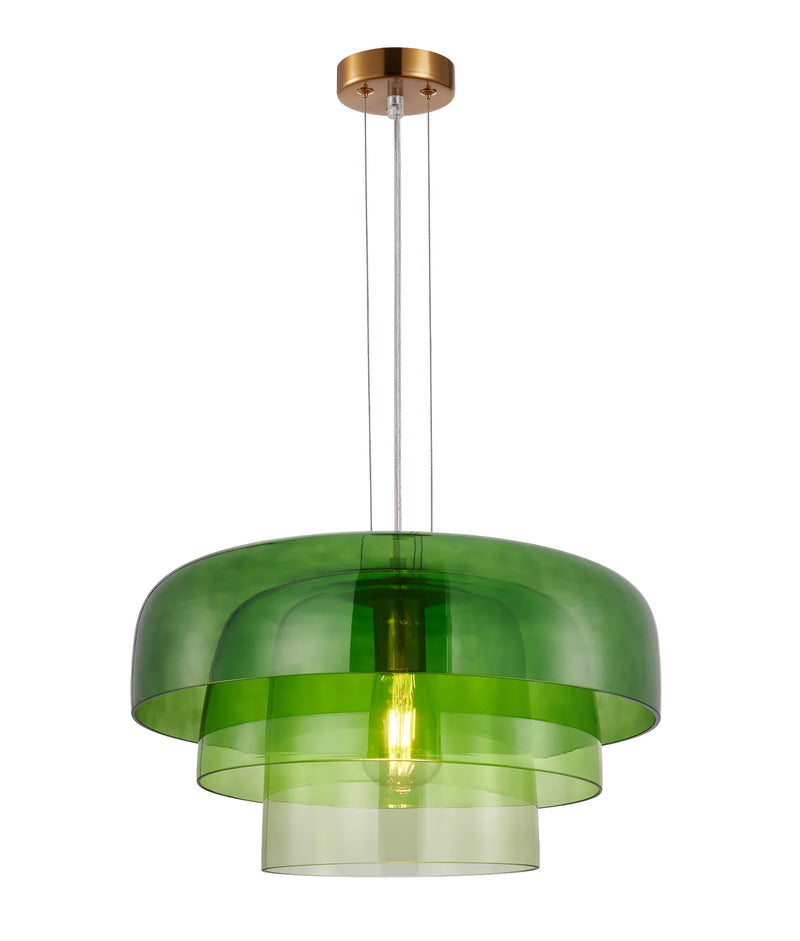 CLA GELATINA4,5,6: Interior Dome Glass with Brass Highlight Pendant Lights