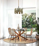 CLA HOPI: Medieval Rustic Large Drum Weathered Grey Wood Pendant Light