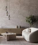 CLA HUECA: Interior Double Cylinder Ribbed with Segment Pendant Lights