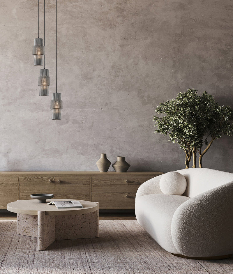 CLA HUECA: Interior Double Cylinder Ribbed with Segment Pendant Lights