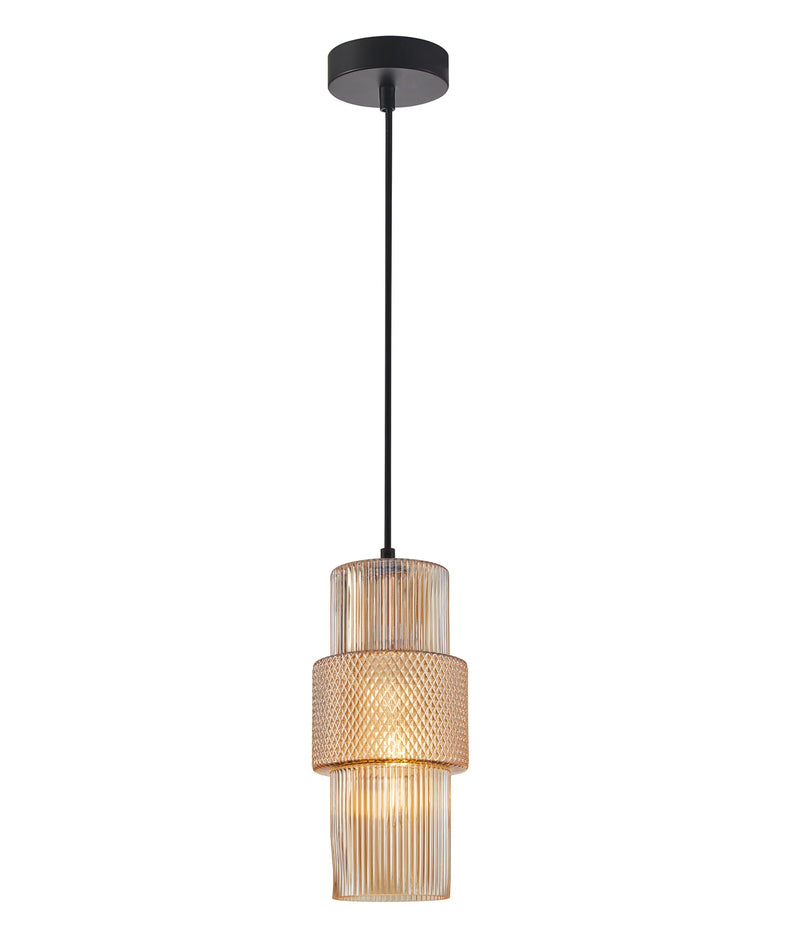 CLA HUECA: Interior Double Cylinder Ribbed with Segment Pendant Lights