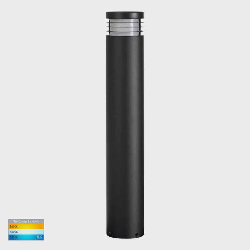 Havit Lighting Maxi 600 Black TRI Colour LED Bollard Lights (HV1606T-BLK)
