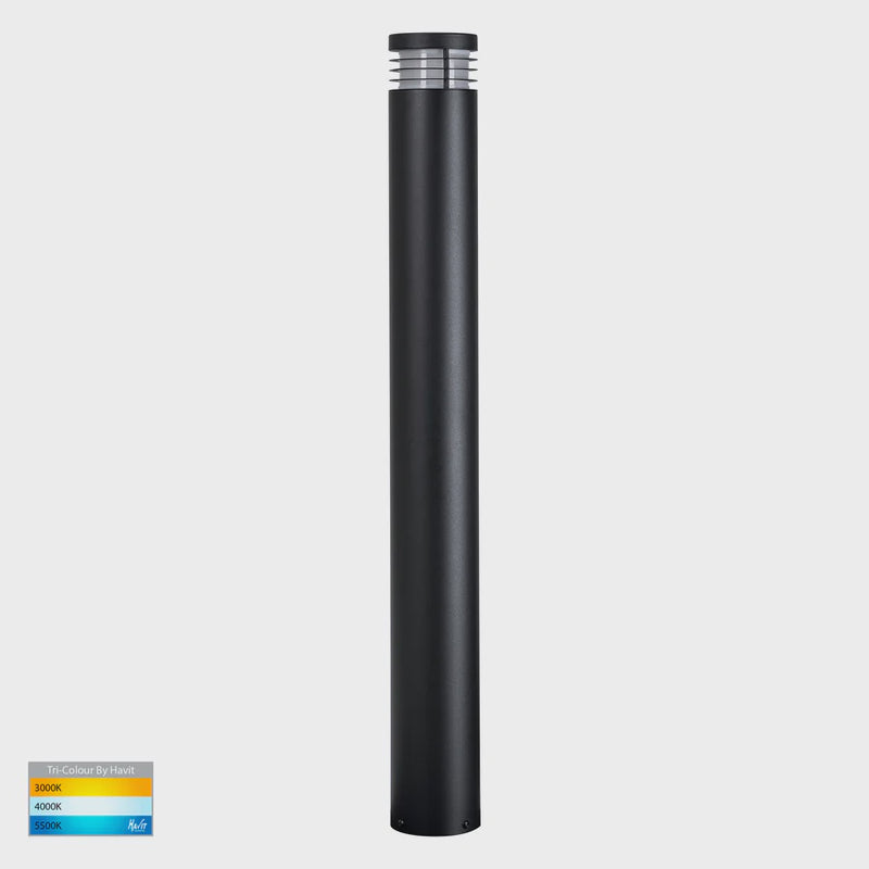 Havit Lighting Maxi 900 Black TRI Colour LED Bollard Light (HV1608T-BLK)