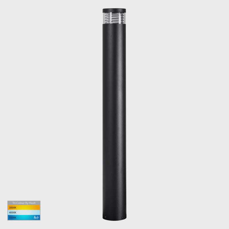 Havit Lighting Maxi 900 Black Louvred LED Bollard Light (HV1618T-BLK)