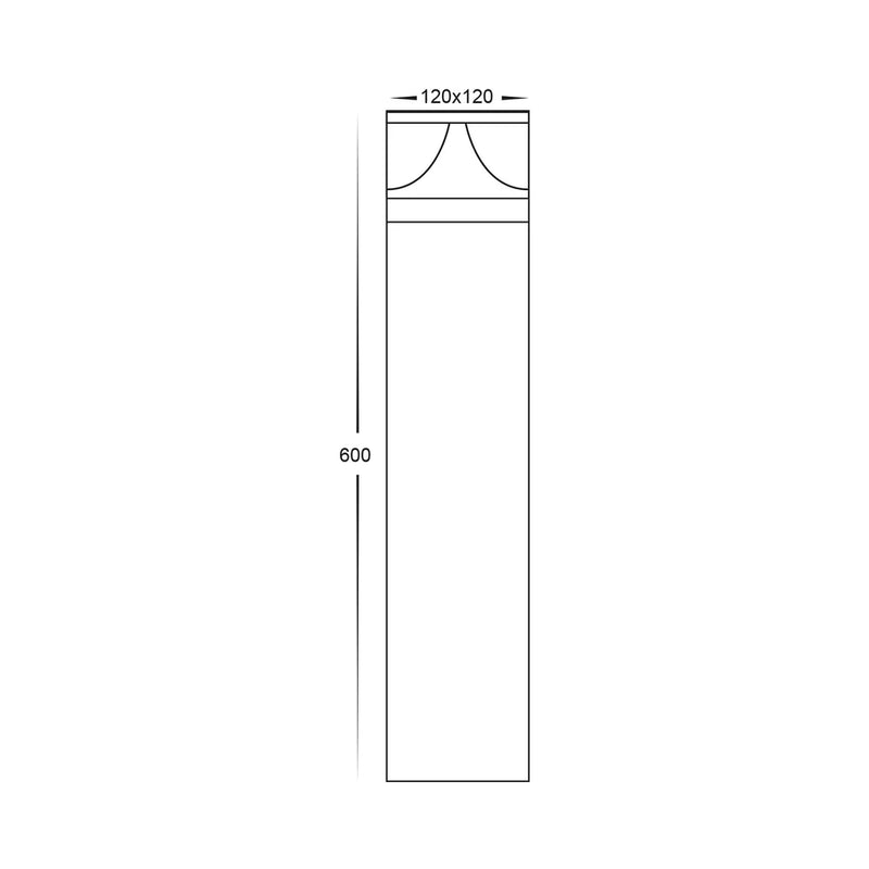 Havit Lighting Divad 600mm Black Square LED Bollard Light (HV1628T-BLK-SQ)
