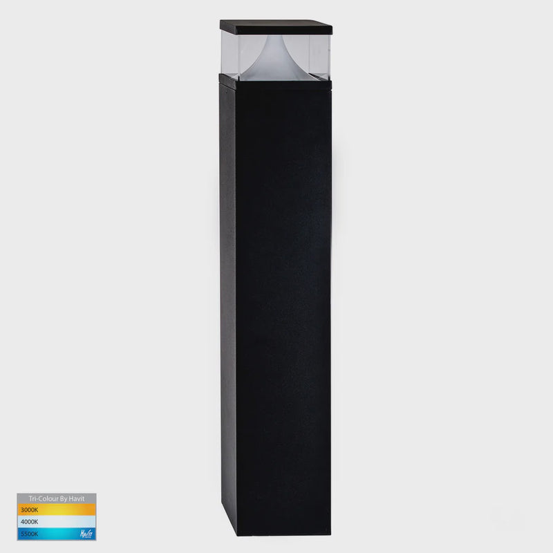 Havit Lighting Divad 600mm Black Square LED Bollard Light (HV1628T-BLK-SQ)