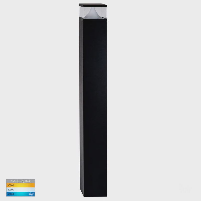 Havit Lighting Divad 1000mm Black Square LED Bollard Light (HV1629T-BLK-SQ)