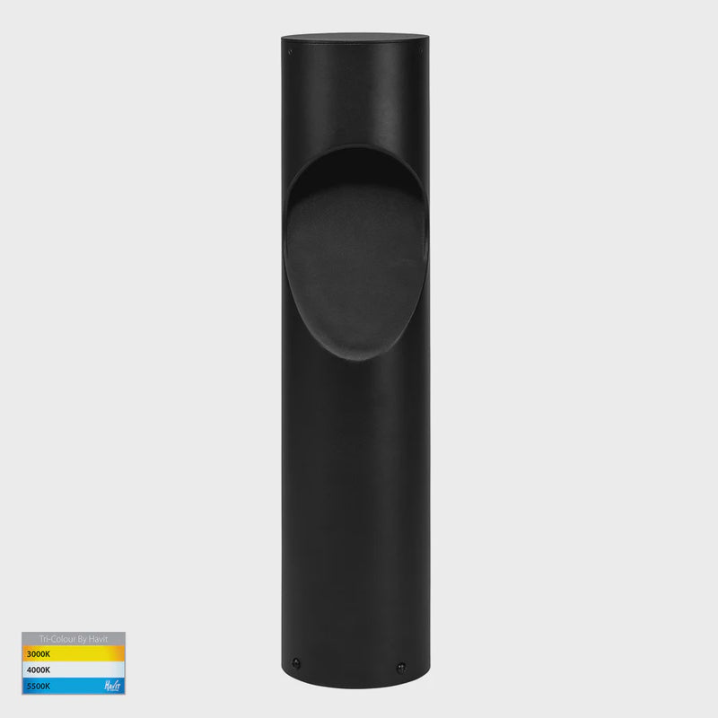 Havit Lighting Fedor Round Aluminium Black Tri Colour LED Bollard Light (HV1630T-BLK-240V-RND | HV1630T-BLK-24V-RND)
