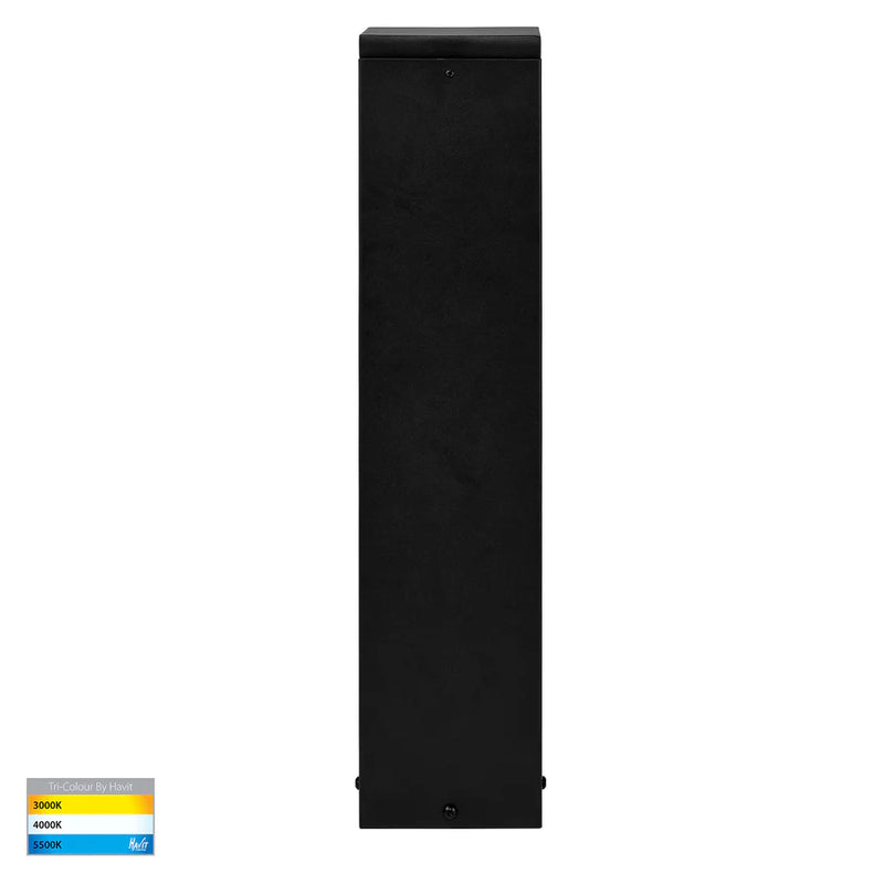 Havit Lighting Fedor Square Aluminium Black Tri Colour LED Bollard Light (HV1630T-BLK-240V-SQ | HV1630T-BLK-24V-SQ)