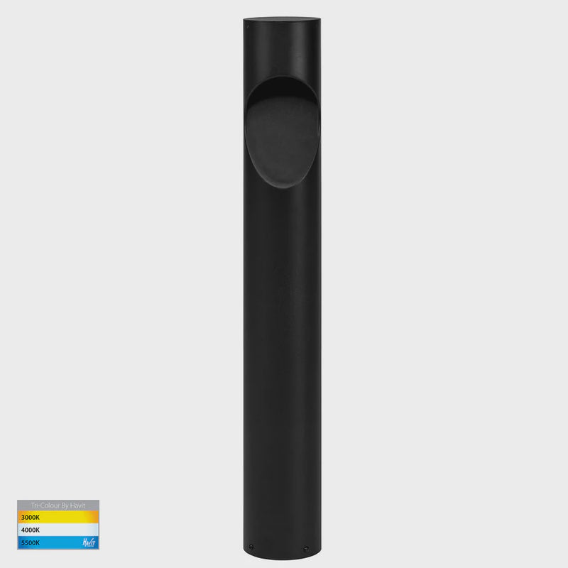 Havit Lighting Fedor Round Aluminium Black Tri Colour LED Bollard Light (HV1631T-BLK-240V-RND | HV1631T-BLK-24V-RND)
