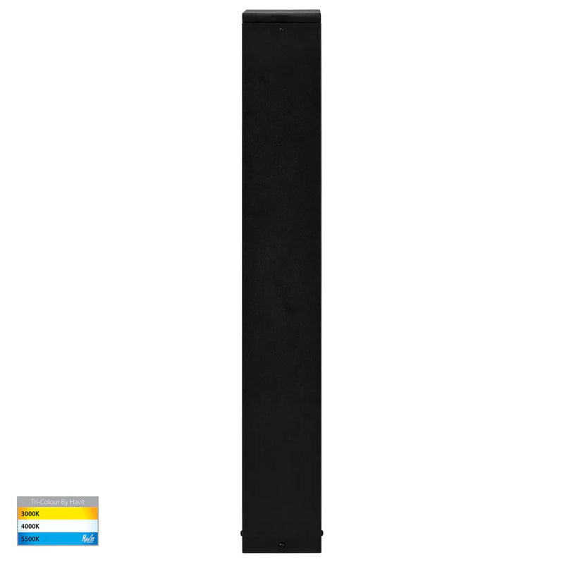 Havit Lighting Fedor Square Aluminium Black Tri Colour LED Bollard Light (HV1631T-BLK-240V-SQ | HV1631T-BLK-24V-SQ)