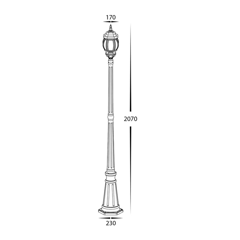 Havit Lighting Trener Aluminium Black Coach Single Post Light (HV1671W-BLK)