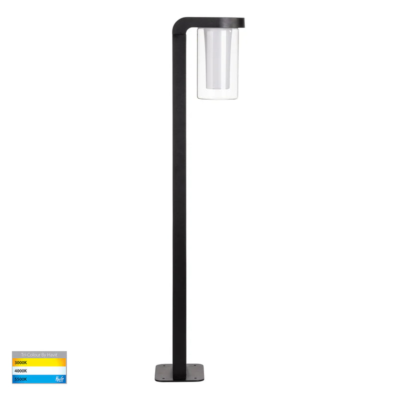 Havit Lighting Otaner Aluminium Black Tri Colour LED Bollard Light (HV1691T-BLK-240V)