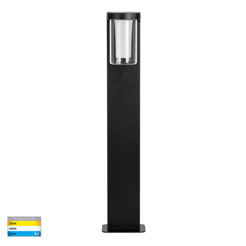 Havit Lighting Otaner Aluminium Black Tri Colour LED Bollard Light (HV1691T-BLK-240V)