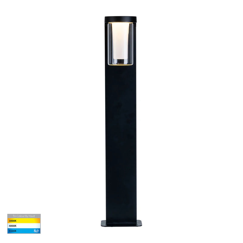 Havit Lighting Otaner Aluminium Black Tri Colour LED Bollard Light (HV1691T-BLK-240V)