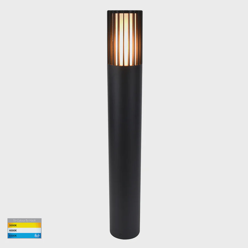 Havit Lighting Tenac Aluminium Black Tri Colour LED Bollard Light (HV1693T-BLK-240V)