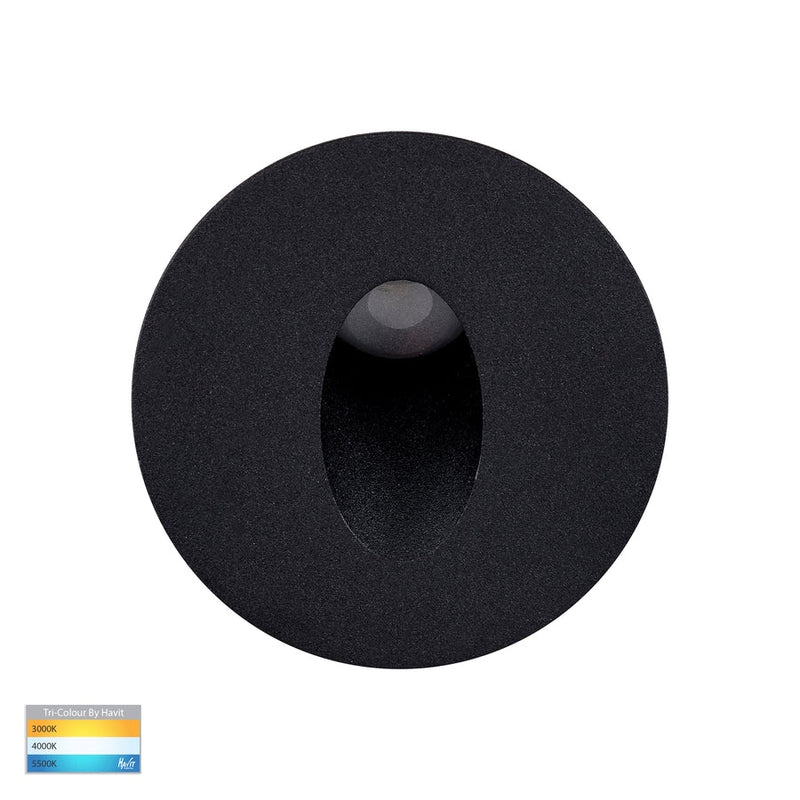 Havit Lighting Mini Reces Black Round TRI Colour Recessed LED Step Light (HV3206T-BLK-12V)