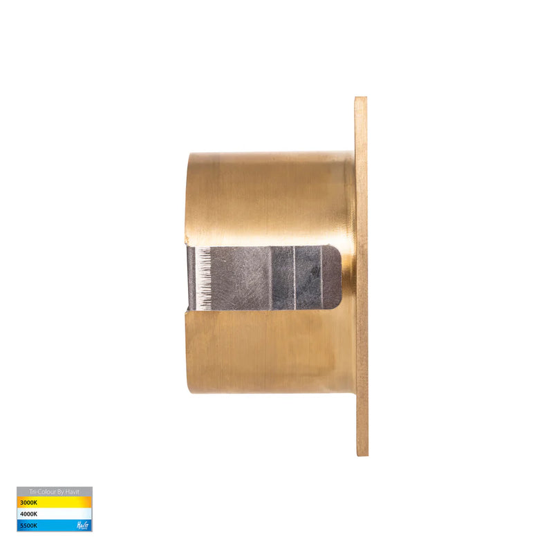 Havit Lighting Mini Reces Brass Square TRI Colour Recessed LED Step Light (HV3216T-BR-12V)