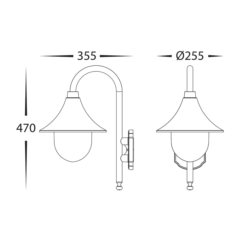 Havit Lighting Hove Aluminium Black Coach Wall Light (HV3554W-BLK)
