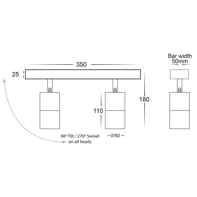 Havit Lighting Tivah White 2 Light TRI Colour LED Bar Lights (HV4001T-2-WHT)