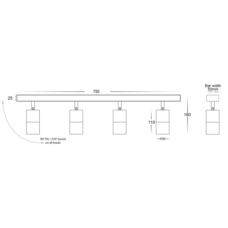 Havit Lighting Tivah White 4 Light TRI Colour LED Bar Lights (HV4001T-4-WHT)